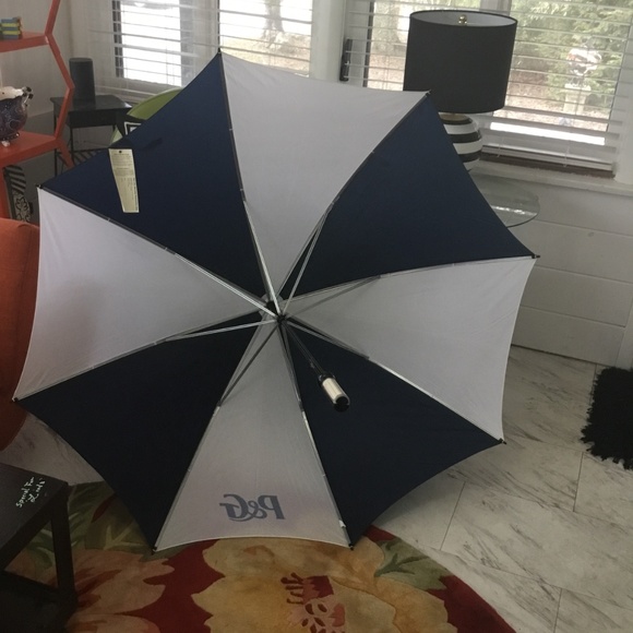 HAAS. JORDEN. GOLF UMBRELLA NIP NAVY N WHITE STRIPE - Picture 2 of 10